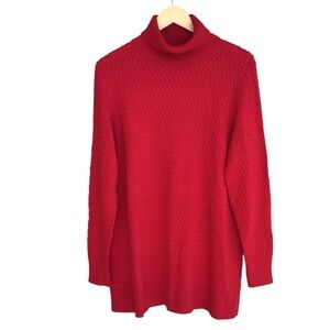 Lands' End Red Cotton Cowl Neck Sweater